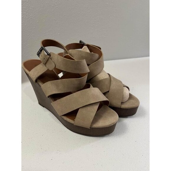 Indigo rd. Sandals women taupe wedge size 9 - Picture 1 of 8